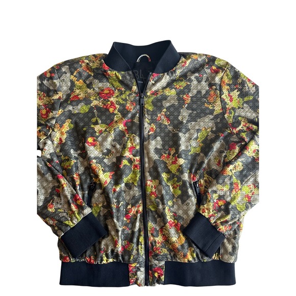 BLV Rocawear Men's Large Floral Camo Bomber Jacket Full Zip Streetwear Colorful - Picture 2 of 9